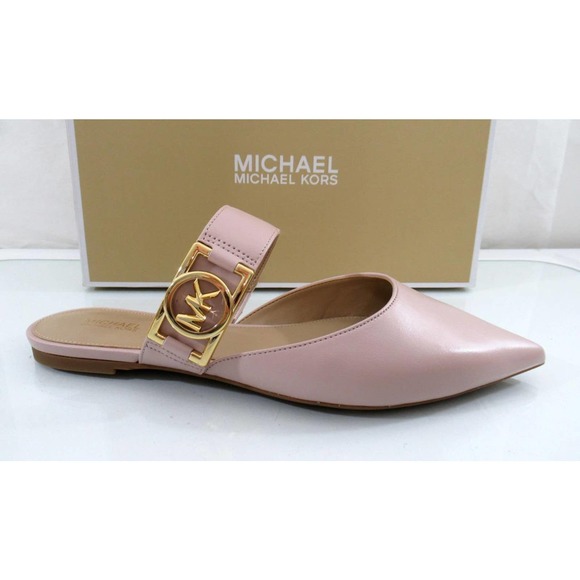 Michael Kors April Flex Flat Slip On Mule MK Logo Hardware Soft Pink - Picture 1 of 10